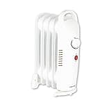 Warmlite WL43002YW 650 Watts 5 Fin Oil Filled Radiator with Adjustable Thermostat and Overheat Protection, White