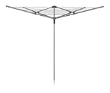 Addis 40m 4 Arm Rotary Washing Line (Grey) Multiple Tension Adjustment, Folding Outdoor Rotating Clothes Dryer & Ground Spike MOB, Metallic