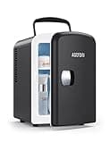 AstroAI Mini Fridge 4 Litre, 6 Can Portable AC+DC Power Cooler & Warmer, for Bedrooms, Cars, Offices; Skincare, Makeup, Cosmetics, Food (Black)