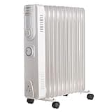 VonHaus Oil Filled Radiator 11 Fin, Heater Portable Electric Free Standing 2500W for Home, Office, Any Room – 24 hour Timer, Adjustable Thermostat, 3 Heat Settings, 4x Wheels, 1.5m Power Cable