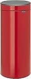 Brabantia 30L Kitchen Touch Bin New (Passion Red) Removable Lid, Soft-Touch Open, Easy Clean Rubbish Waste Bin + Bin Bags