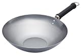 KitchenCraft World of Flavours Uncoated Wok for Induction Hob, Chinese Style, 30 cm, Black