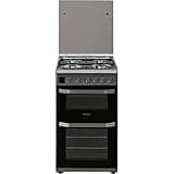 Hotpoint 50cm Double Cavity Gas Cooker with Lid - Stainless Steel
