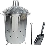 Large 90 Litre Incinerator Burning Fire Bin Rubbish Paper Leaves Burner with Poker and Shovel