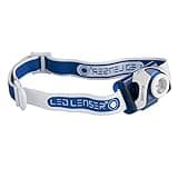 Ledlenser SEO7R - Rechargeable LED Head Torch, Super Bright 220 Lumens Headlamp, Powerful Strobe Self Defense, Camping Headlight, Running Torch, Hiking Equipment, Up to 20 Hours Running Time - Blue
