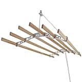 Clothes Airer Ceiling Pulley Maid Traditional Mounted Clothing Dryer 6 Lath Laundry Drying Rack Rail 2m White