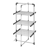 BLACK+DECKER 63099 3-Tier Heated Clothes Airer Aluminium, Cool Grey, 140cm x 73cm x 68cm