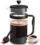 French Coffee Press, Black - 1000 ml/ 1 Liter (34 oz) Espresso and Tea Maker with Triple Filters, Stainless Steel Plunger and Heat Resistant Glass - by Utopia Kitchen