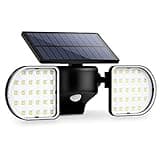 OUSFOT Solar Lights Outdoor 56 LED Solar Flood Lights Motion Sensor Twin Panel Security Light 360°Adjustable Wall Spotlight IP65 Waterproof for Garden Garage Driveway Front Door