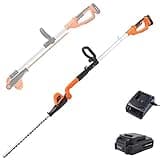 Yard Force 20V Cordless Pole Hedge Trimmer - extendable, with Adjustable Head, 41cm Cutting Length, Lithium-ion battery & charger LH C41A