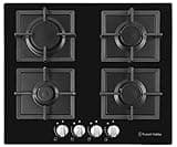 Russell Hobbs RH60GH402B Black Glass 59cm Wide, 4 Burner Gas Hob, Free 2 Year Guarantee