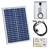 20W 12V Photonic Universe solar power kit with 5A charge controller and battery cables for a motorhome, caravan, camper, boat or any 12V system (20 watt)